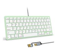 SSS·GRGB 78 Key Compact Wired Keyboard for Mac, USB A/USB C Plug-N-Play, Ultra-Slim USB Mini Keyboard - US Layout Compatible with Apple MacBook, iMac, Mac mini/Pro, Laptop Computers, PC, Green