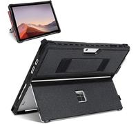 SSS·GRGB Protective Case for Microsoft Surface Pro 7+/7/6/5/4/Pro LTE 12.3-Inch - Slim All-in-One Rugged Cover with Hand Strap, Compatible with Type Cover Keyboard & Adjustable Stand (Black)