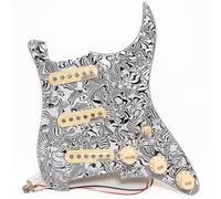 SSS Guitar Prewired Pickguard Loaded Set For Fender Stratocaster ST Style with Wilkinson Alnico 5 Single Coil Pickups, 3 Ply SSS Scratch Plate Guitar Wiring Harness Upgrade Kit (Zebra)