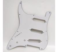 SSS Left Handed Strat Pickguard 11 Hole Compatible with Fender Strat US/Mexico, Modern Style Replacement with Screws - Vintage White, Pearl, Tortoise Colors (White)