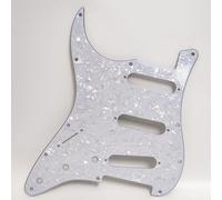 SSS Left Handed Strat Pickguard 11 Hole Compatible with Fender Strat US/Mexico, Modern Style Replacement with Screws - Vintage White, Pearl, Tortoise Colors (White Pearl)