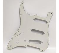 SSS Left Handed Strat Pickguard 11 Hole Compatible with Fender Strat US/Mexico, Modern Style Replacement with Screws - Vintage White, Pearl, Tortoise Colors (Vintage White)