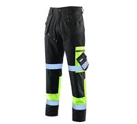 SSS® Mens Hi Viz Jogging Bottoms High Visibility Two Tone Work Trousers Mens Combat Workwear Hi Vis Joggers Fluorescent Workwear Pants Yellow/Black
