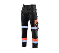 SSS® Mens High Visibility Work Trousers Multi Pockets Hi Vis Viz Cargo Work Pants Trousers for Man Orange and Black