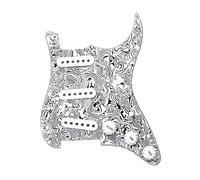 SSS Pickguard Electric Guitar Pickguard And Black White SSS Loaded Prewired Scratchplate Assembly (Color : BK white 17)