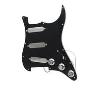 SSS Silver Pickup Pickguard For ST And Loaded Prewired Scratchplate Assembly Black And White(Bk)