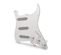 SSS Silver Pickup Pickguard For ST Electric Guitar Pickguard And Loaded Prewired Scratchplate Assembly (Color : White with Silver)