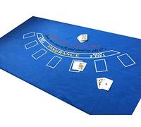 SSTN LTD LARGE BLUE LAS VEGAS 180cm x 90cm 6FT by 3 FT BLACK JACK FELT PLUS PLAYING CARDS