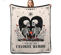 SSTREE Anniversary Christmas Blanket for Women Men/Halloween Blanket,Skull Decor Flannel Throw Blanket, I Love You Gift, Engagement, Wedding Gift for Wife, Husband (Heart-26, 50"x60")