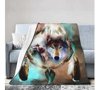 SSTREE Wolf Throw Blanket Soft Plush Bed Throw Fleece Blanket Lightweight Warm Travel Blanket for Couch Sofa (Wolf-A, 40"x50")