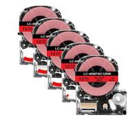 SSUMCUWR 5 Pack 12mm SS12KW Label Tape Compatible With SS12KW LK4WBN ST12KW For LW300 400 Label Maker(5PK Black on Red)