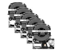SSUMCUWR 5 Pack 12mm SS12KW Label Tape Compatible With SS12KW LK4WBN ST12KW For LW300 400 Label Maker(5PK White on Black)