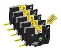 SSUMCUWR Laser Label Tape 5pcs 9-24mm 231L1 631L1 Compatible With PT D210 PT D600 PT D400 PT P710(5pcs Black on Yellow)
