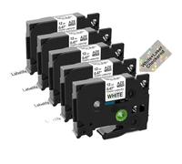 SSUMCUWR Laser Label Tape 5pcs 9-24mm 231L1 631L1 Compatible With PT D210 PT D600 PT D400 PT P710(5pcs Black on White)
