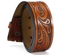 Ssumday Western Belts for Men Women without Buckle,Cowboy Belt 1.5" Genuine Leather Belt for Jeans Pants, Brown, S for waist 26-30"