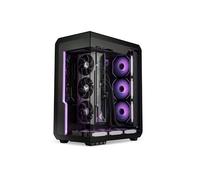 SSUPD Xhuttle Black ATX Mid Tower Gaming Case, with a Dual - Chamber Design, Panoramic Tempered Glass,Vertical GPU Airflow, Includes 3 x 120mm ARGB Reverse Fan, RGB Strip