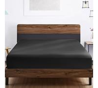 SSW HOMES King Fitted Sheet Black - Deep Pocket 12 inch(30cm) - Soft Easy Care Brushed Microfiber Plain Bed Sheet - Hotel Quality Shrinkage and Fade Resistant Bedding
