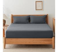 SSW HOMES King Fitted Sheet Charcoal - Deep Pocket 16 inch(40cm) - Soft Easy Care Brushed Microfiber Plain Bed Sheet - Hotel Quality Shrinkage and Fade Resistant Bedding