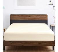 SSW HOMES King Fitted Sheet Cream - Deep Pocket 12 inch(30cm) - Soft Easy Care Brushed Microfiber Plain Bed Sheet - Hotel Quality Shrinkage and Fade Resistant Bedding