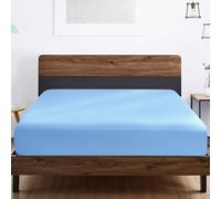 SSW HOMES King Fitted Sheet Light Blue - Deep Pocket 12 inch(30cm) - Soft Easy Care Brushed Microfiber Plain Bed Sheet - Hotel Quality Shrinkage and Fade Resistant Bedding