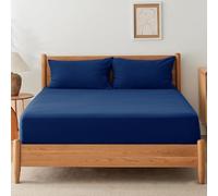 SSW HOMES King Fitted Sheet Navy - Deep Pocket 16 inch(40cm) - Soft Easy Care Brushed Microfiber Plain Bed Sheet - Hotel Quality Shrinkage and Fade Resistant Bedding