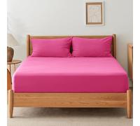 SSW HOMES King Fitted Sheet Pink - Deep Pocket 16 inch(40cm) - Soft Easy Care Brushed Microfiber Plain Bed Sheet - Hotel Quality Shrinkage and Fade Resistant Bedding
