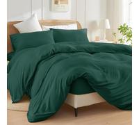 SSW HOMES King Size Duvet Cover Sets (Emerald) - 3 Pcs Brushed Microfiber Plain Dyed Quilt Cover - Bedding Set with Button Closure Include 1 Duvet Cover & 2 Pillowcases
