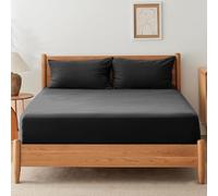SSW HOMES Super King Fitted Sheet Black - Deep Pocket 16 inch(40cm) - Soft Easy Care Brushed Microfiber Plain Bed Sheet - Hotel Quality Shrinkage and Fade Resistant Bedding