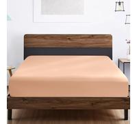 SSW HOMES Super King Fitted Sheet Peach - Deep Pocket 12 inch(30cm) - Soft Easy Care Brushed Microfiber Plain Bed Sheet - Hotel Quality Shrinkage and Fade Resistant Bedding