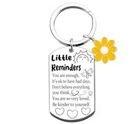 SSWPQOS Little Reminders Keychain Gifts Inspirational Gifts for Women Men Mental Health Gifts You Are Enough Key Chain Encouragement Gift Affirmation Uplifting Inspiration Gifts, Silvery, One Size