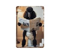 SSXAQWEE Black Standard Poodle Sitting on The ToiletWall Decor Art Metal Tin Poster Modern Bar Decorations30x20cm