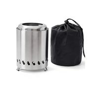 SSXOQX 7.9 x 5.5 in Small Smokeless firepit, Portable Tabletop Fire Pit for camping, Outdoor & Patio, Stainless Steel, with foldable stand, Fueled by Pellets or Wood, with Travel Bag