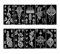 SSyang 10 Pieces Henna Tattoo Kit, Henna Stencil, Stencils for Hands, Butterfly, Flower, Geometry, for Hands, Birthdays, Halloween, Christmas, Dances(11.5x21cm)