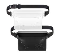 SSyang 2 Pcs Waterproof Pouch, Waterproof Fanny Pack, Water Proof Bags, Water Proof Phone Pouch, with Adjustable Belt, Transparent/Black, for Beaches, Swimming, Diving and Sports