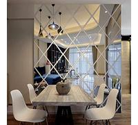 SSyang 32 PCS 3D Mirror Wall Sticker,Tile Mirror,Self Adhesive DIY Wallpaper Mural Wall Decal Art Ceramic Tile Furniture Decal Decoration Wallpaper with Protective Film for Home Living Room(50x100cm)