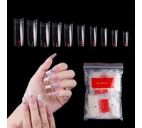 SSyang 500 Pcs Half Covered Nail, Nail Tips, Press On Nails, Gel Press On Nails, Clear Fake False Nail, 10 Specifications, Number 0-9, for Nail Studios, Beginners Diy