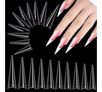 SSyang 500 Pcs Stiletto Nail Tips, Stiletto Press On Nails, Stilettoo Gel Press On Nails Long Clear Clear Fake False Nail, for Studios, Beginners Diy