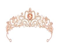 SSyang Crystal Tiaras for Women and Girls Princess Crown Golden Elegant Corwn Royal Queen Bridal Jewelry with Rhinestones Gift Idea for Wedding Party Dance Unique (Rose Gold), 14*13*4.5cm, alloys,