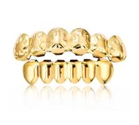 SSyang Hip-hop Teeth, Maple Leaf Teeth Grills, Hip Hop Teeths Grills, Gold Plated Tooth, Braces Top and Bottom Grill Cap Shiny Teeths, for Men's and Women's Parties, Proms, Halloween Role Plays (Gold)