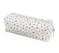 SSyang Pencil Case, Coffre a Crayon, Pencil Pouch, Little Flower Marker Case, Single Layer Large Capacity, Canvas Material, Smooth Zipper, for Schools and Offices