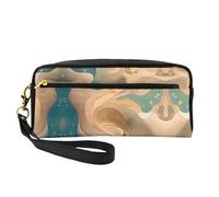 SSYGHT Art Mystery Print Leather Small Makeup Bag â€“ Travel Toiletry Bag for Women, Reusable Cosmetic Pouch with Zipper, Black, One Size
