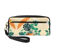 SSYGHT Cartoon Turtle Back Bamboo Print Leather Small Makeup Bag â€“ Travel Toiletry Bag for Women, Reusable Cosmetic Pouch with Zipper, Black, One Size