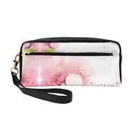 SSYGHT Color fragment paper Print Leather Small Makeup Bag – Travel Toiletry Bag for Women, Reusable Cosmetic Pouch with Zipper, Black, One Size, Black, One Size