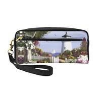 SSYGHT Lighthouse Diamond Painting Print Leather Small Makeup Bag â€“ Travel Toiletry Bag for Women, Reusable Cosmetic Pouch with Zipper, Black, One Size