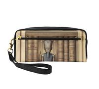 SSYGHT MummyMystery Print Leather Small Makeup Bag – Travel Toiletry Bag for Women, Reusable Cosmetic Pouch with Zipper, Black, One Size, Black, One Size