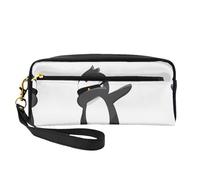 SSYGHT penguin dabbing Print Leather Small Makeup Bag â€“ Travel Toiletry Bag for Women, Reusable Cosmetic Pouch with Zipper, Black, One Size, Black, One Size