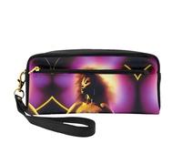 SSYGHT Performer's Glow Print Leather Small Makeup Bag – Travel Toiletry Bag for Women, Reusable Cosmetic Pouch with Zipper, Black, One Size, Black, One Size