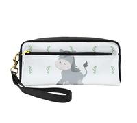 SSYGHT smiling donkey Print Leather Small Makeup Bag – Travel Toiletry Bag for Women, Reusable Cosmetic Pouch with Zipper, Black, One Size, Black, One Size