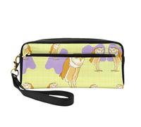 SSYGHT Standing Owl Print Leather Small Makeup Bag – Travel Toiletry Bag for Women, Reusable Cosmetic Pouch with Zipper, Black, One Size