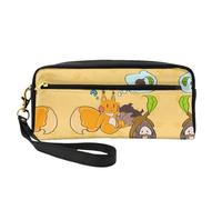 SSYGHT Sunflower Seed Squirrel Print Leather Small Makeup Bag – Travel Toiletry Bag for Women, Reusable Cosmetic Pouch with Zipper, Black, One Size, Black, One Size